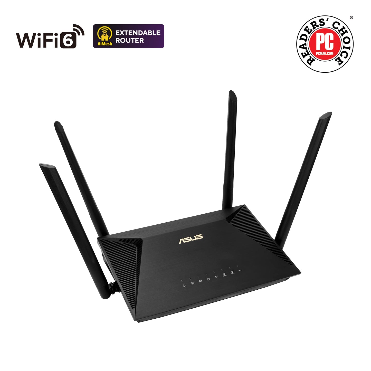 ASUS RT-AX53U (AX1800) Dual Band WiFi 6 Extendable Router, USB, Subscription-Free Network Security, Instant Guard, Parental Control, Built-in VPN, AiMesh Compatible, Gaming & Streaming, Smart Home