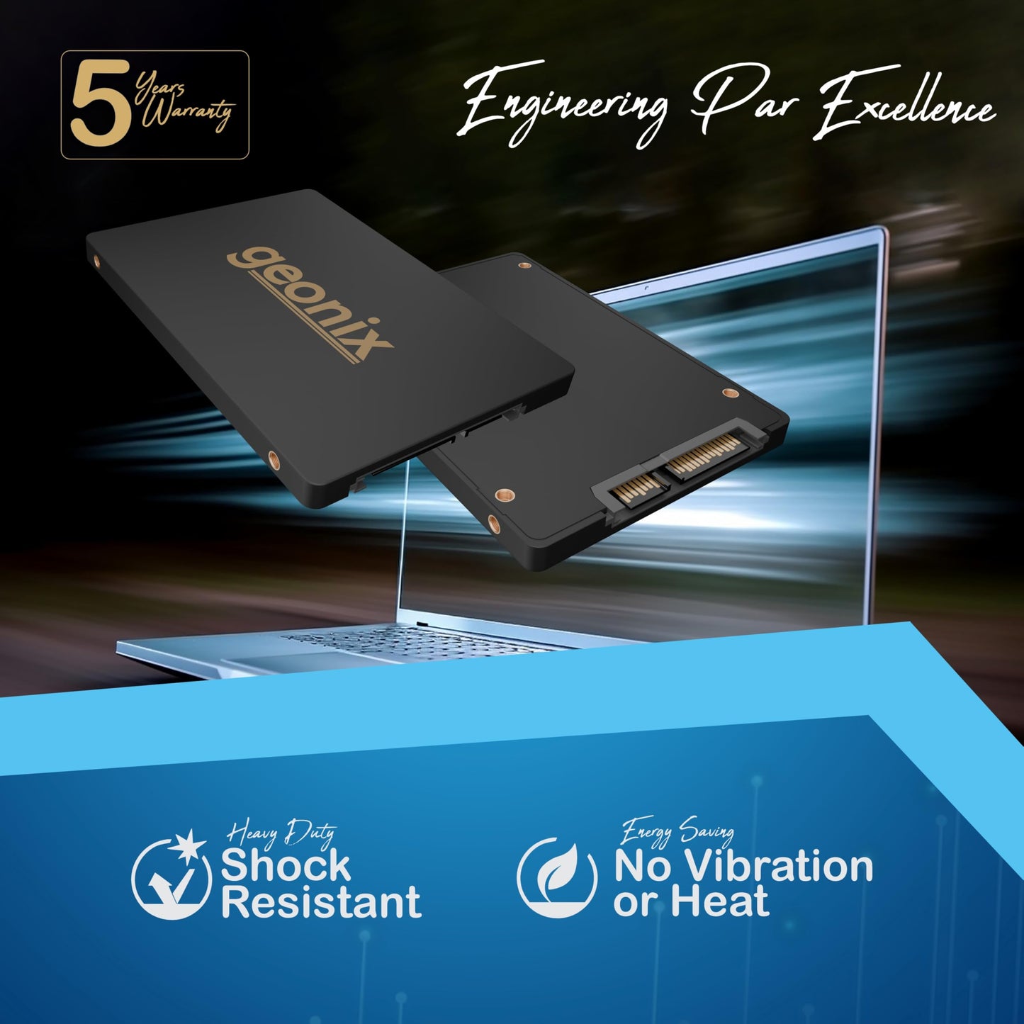 GEONIX SATA 2.5" 256GB Internal Solid State Drive6Gb/s | Fast Performance | Read/Write Speed Upto - 570/500 MB/s | Quad Channel Controller Compatible with PC and Laptop | 5 Years Warranty.