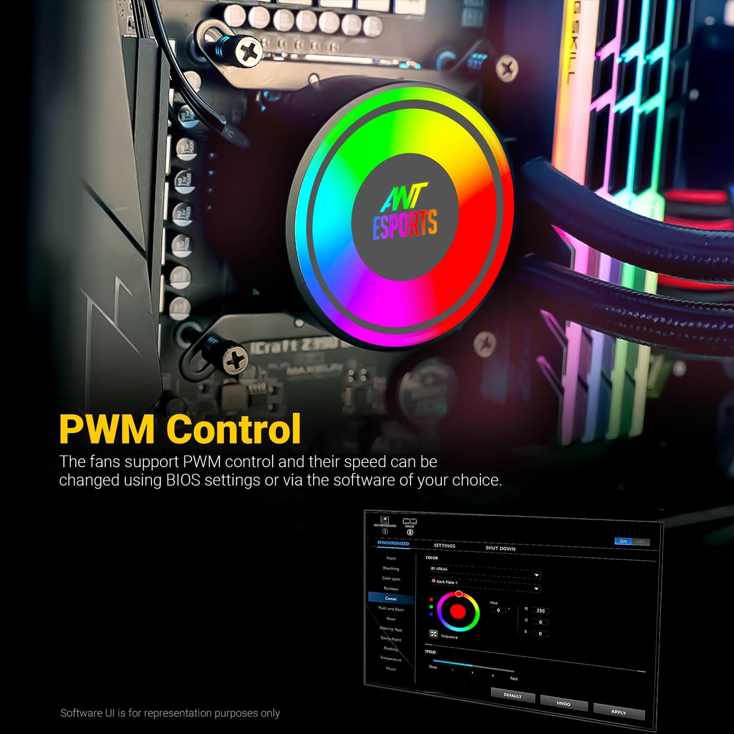 Ant Esports ICE-360 360mm Addressable RGB 2600RPM AIO I CPU Liquid Cooler - Black I Support Intel - LGA115X/1200/1700/1366/2011/2066 , AMD - FM1/FM2/AM2//AM2+/AM3/AM3+/AM4/AM5