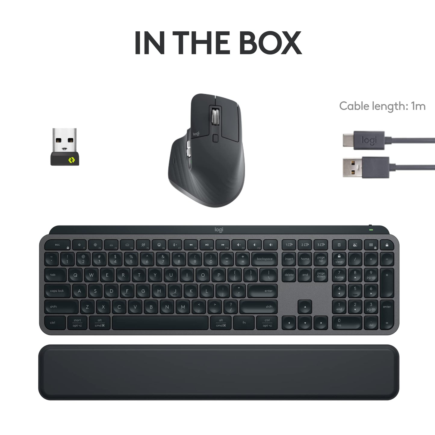 Logitech MX Keys S Combo - Performance Wireless Keyboard and Mouse with Palm Rest, Customisable Illumination, Fast Scrolling, Bluetooth, USB C, for Windows, Linux, Chrome, Mac