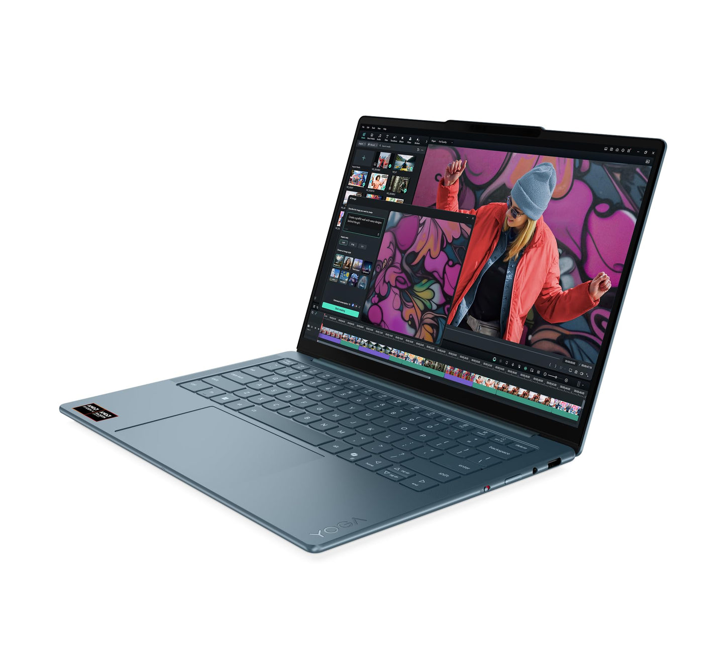Lenovo Yoga Slim 7 AMD Ryzen AI 7 350, Copilot+ AI PC(32GB RAM/1TB SSD/14"(35.5cm)WUXGA OLED/AI Now/50 TOPS/Windows 11/Office Home 2024/Backlit Keyboard/1Yr ADP Free/Teal/1.19Kg), 83JY000UIN AI Laptop