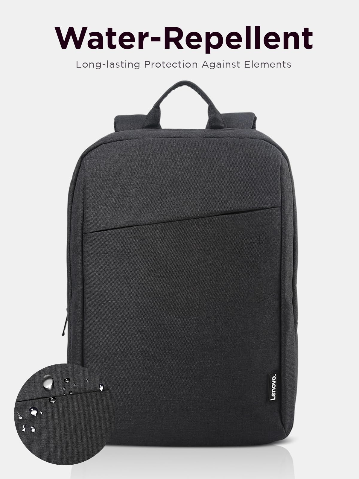 Lenovo 15.6" Casual Backpack B210, Durable and Water- Repellent Fabric, School & Office Use, Padded Laptop Compartment, Adjustable Shoulder Straps,1 Year Warranty, Black