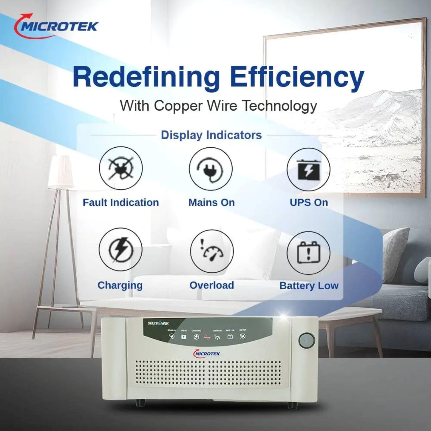 Microtek Super Power 1100VA Digital UPS (12V) DG – Advanced Backup Support 1 Battery with 2 Year Warranty for Home, Office & Shops