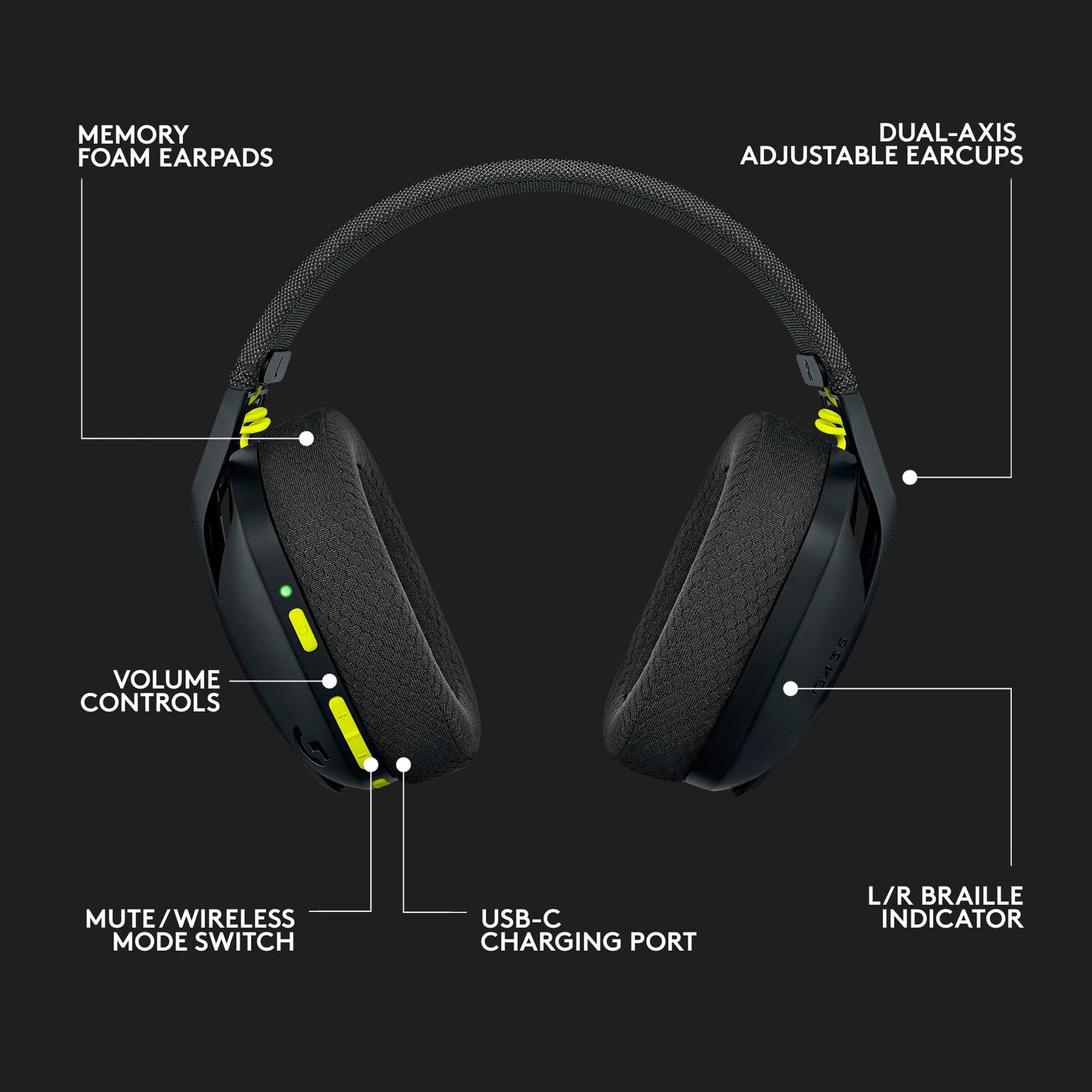 Logitech G435 Light Speed and Lightweight Gaming Bluetooth Wireless Over Ear Headphones with Mic, 18H Battery, Compatible for Dolby Atmos, Pc, Ps4, Ps5, Mobile - (Black)