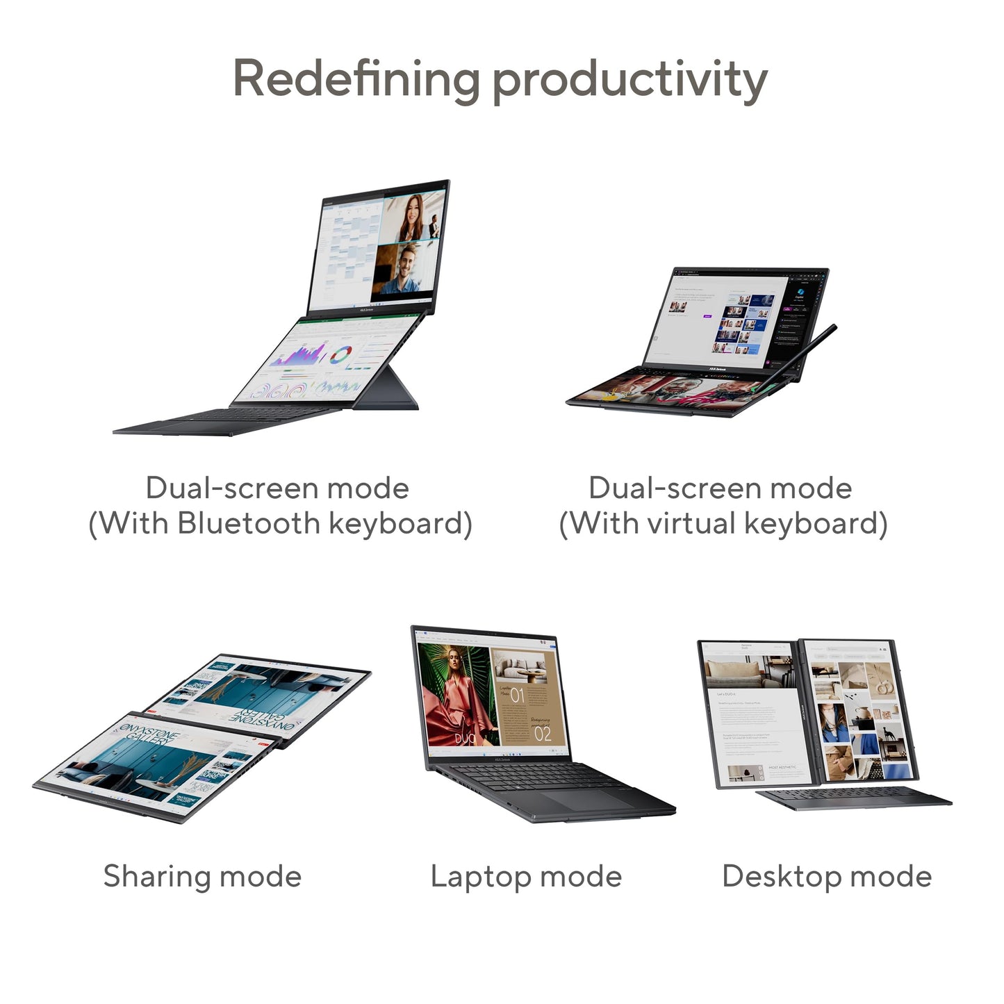 ASUS Zenbook Duo OLED (2024), 14" (35.56cm) FHD OLED Touch Display, Intel Core Ultra 9 185H, Built-in AI, Dual Screen Laptop (32GB/1TB SSD/Intel Arc Graphics/Win11/Gray/1.65 Kg), UX8406MA-QL961WS