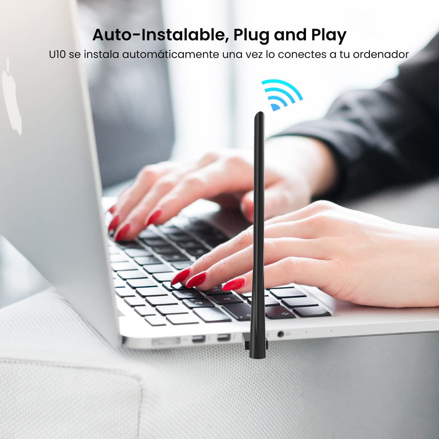 Tenda U10 AC650Mbps Dual-Band WiFi Dongle, Wireless USB Adapter, 433Mbps (5GHz) + 200Mbps (2.4GHz), 6dBi Internal Antenna, MU-MIMO, Soft AP Mode, Supports Windows 10/8.1/8/7 / XP (Black)