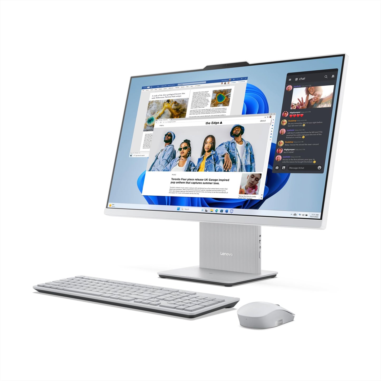 Lenovo IdeaCentre AIO Intel Core i5 13420H 27" FHD IPS 3-Side Edgeless All-in-One Desktop with Alexa Built-in (16GB/1TB SSD/Win11/Office 2021/5.0MP+IR Camera/Wireless EOS Keyboard & Mouse), F0HM003CIN