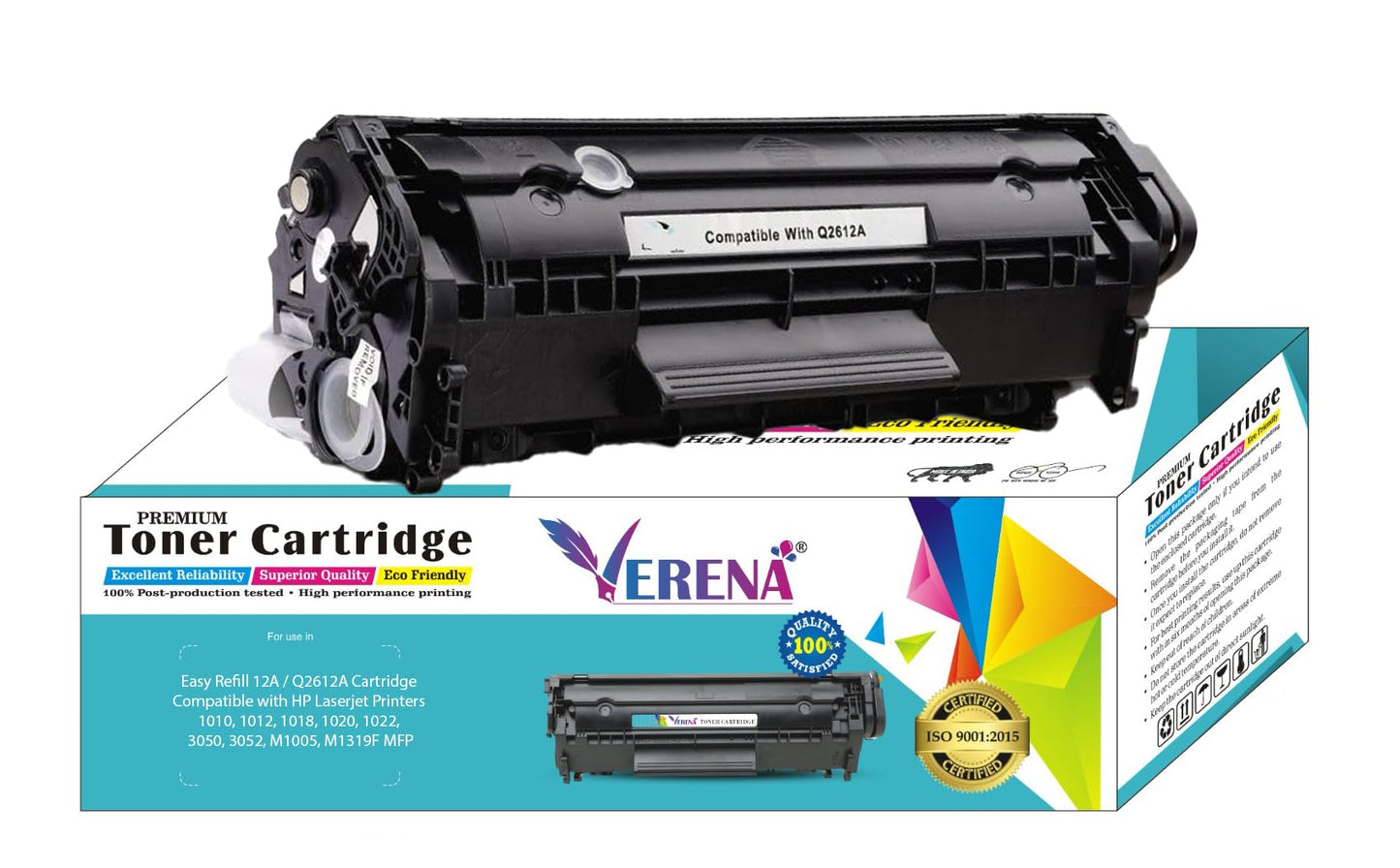 VERENA 12A Easy Refill Toner Cartridge Compatible for HP Laserjet M1005 MFP,1020,1010/1012/1018/1022/1022n/1022NW/3015/3020/3030/3050/3050z/3052/3055/M1319/M1319F MFP Printers (Pack of 1)