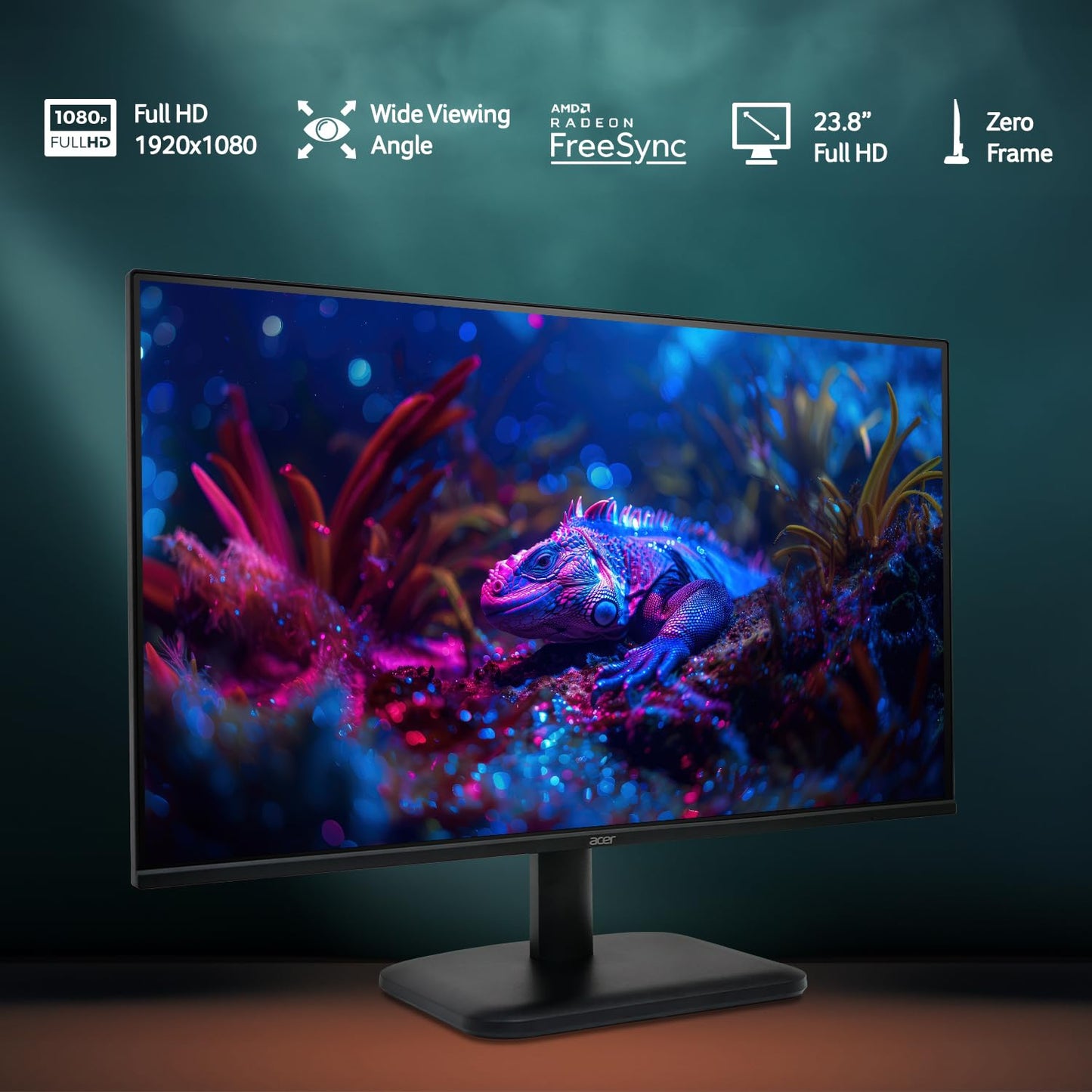 Acer EK240Y P6 P6 23.8 Inch IPS Full HD Backlit LED Monitor I 144Hz Refresh Rate, 1MS VRB Response Time, AMD FreeSync I 1 x VGA 1 x HDMI with Inbox HDMI Cable I Zero Frame Design I Eye Care I Black
