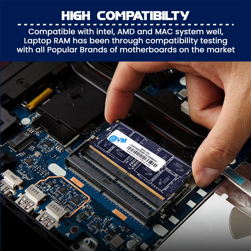 EVM 16GB DDR4 Laptop RAM 3200MHz - Unleash Your System's Full Potential - Perfect for Gamers, Office Work, and More - 10 Years Warranty (EVMT16G3200S88P)