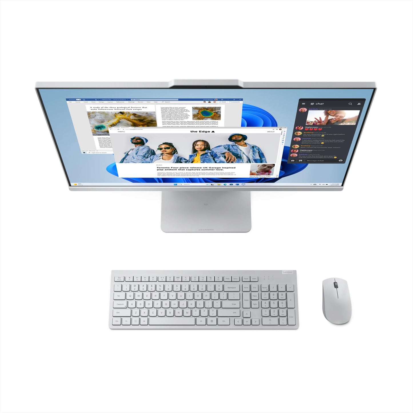 Lenovo IdeaCentre AIO Intel Core i5 13420H 27" FHD IPS 3-Side Edgeless All-in-One Desktop with Alexa Built-in (16GB/1TB SSD/Win11/Office 2021/5.0MP+IR Camera/Wireless EOS Keyboard & Mouse), F0HM003CIN