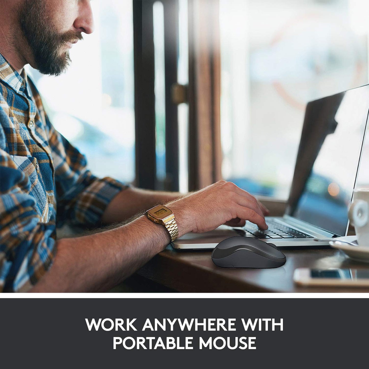 Logitech M221 Wireless Mouse, Silent Buttons, 2.4 GHz with USB Mini Receiver, 1000 DPI Optical Tracking, 18-Month Battery Life, Ambidextrous PC/Mac/Laptop - Black