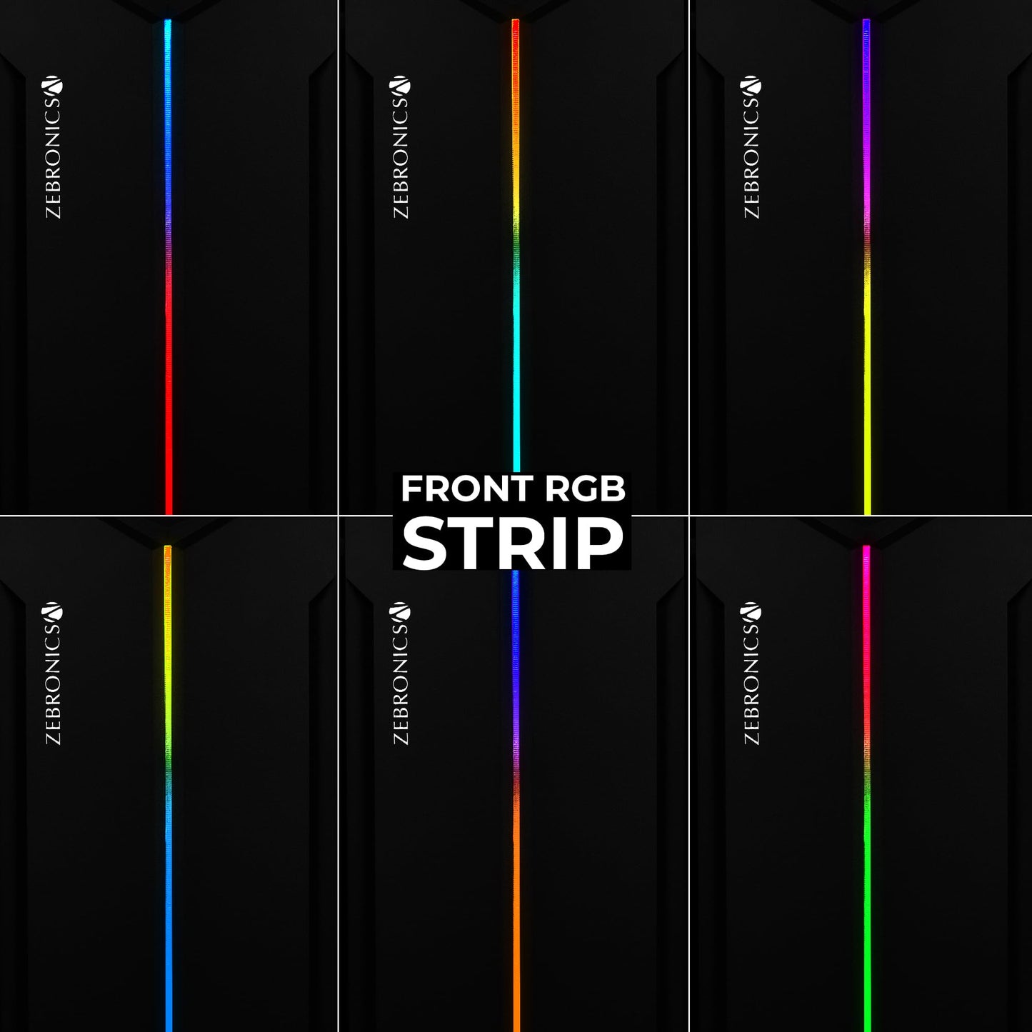ZEBRONICS ZIUM Mid-Tower Gaming Cabinet, M-ATX/M-Itx, Fins Focussed Multicolor Rear Fan, Multi Color Led Strip, Acrylic Glass Side Panel, USB 3.0, USB 2.0