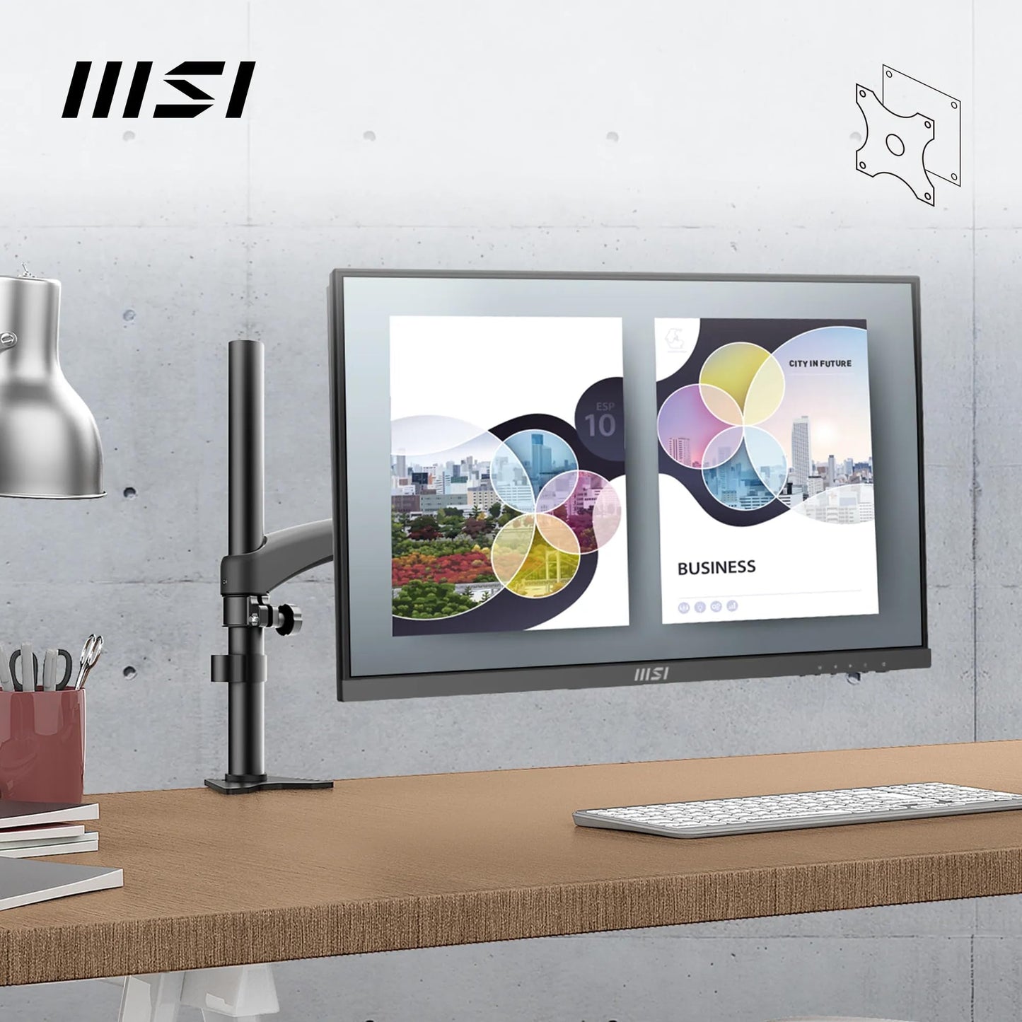 MSI PRO MP251 24.5 Inch Full HD Office Monitor - 1920 x 1080 IPS Panel, 100 Hz, Eye-Friendly Screen, Built-in Speakers, Tilt-Adjustable - HDMI 1.4b, D-Sub (VGA)