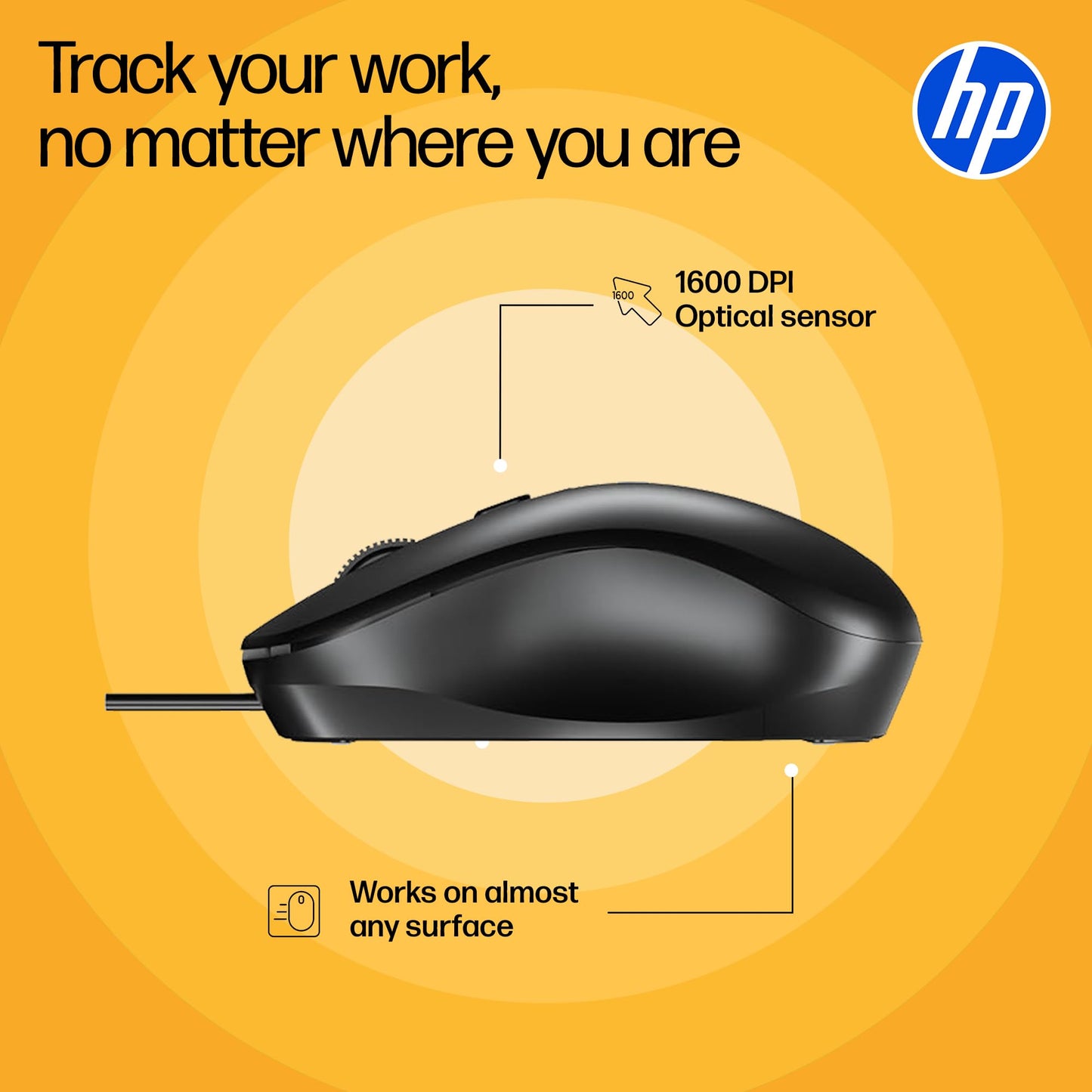 HP KM190 Wired Mouse and Keyboard Combo (AB3D3AA)