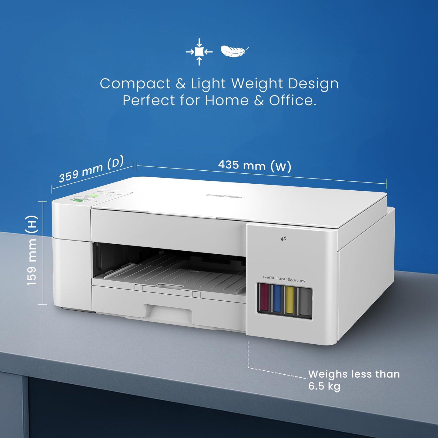 Brother Ink Tank DCP-T426W Multifunction (Print Scan Copy) Color Printer Best for Home, 150 Sheet Paper Tray, WiFi, Print Up to 7.5 K Pages in Black and 5 K in Color Each for (CMY), Free Installation