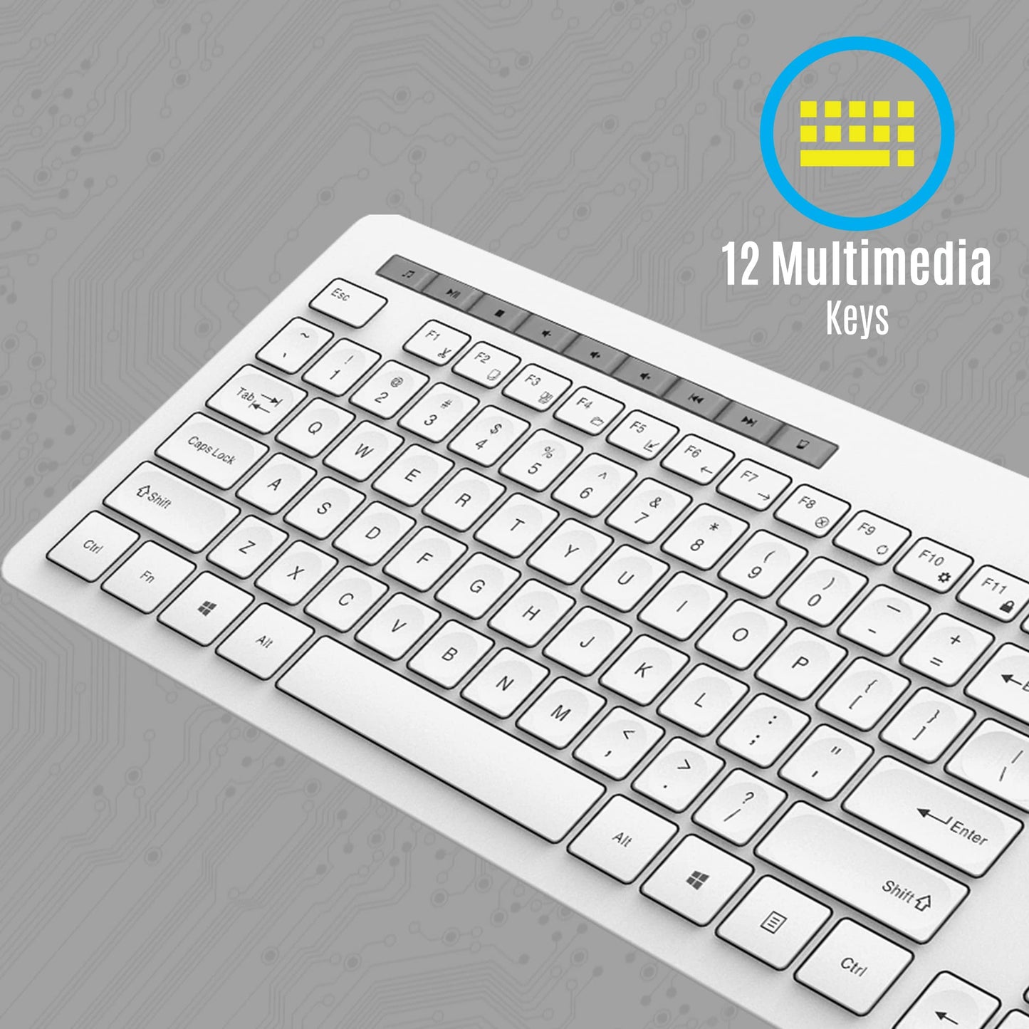 ZEBRONICS Zeb-Companion 500 2.4GHz Wireless Keyboard and Mouse Set, USB Nano Receiver, Chiclet Keys, Ultra Silent, Power On/Off Switch, Rupee Key, for PC/Mac/Laptop (White)