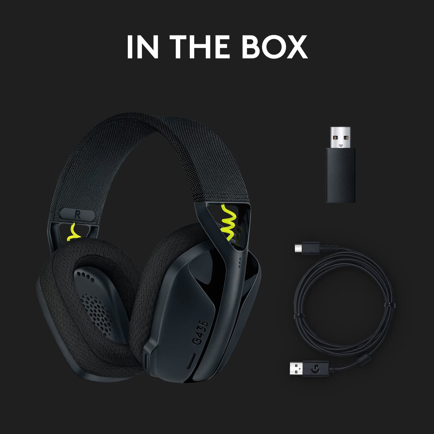 Logitech G435 Light Speed and Lightweight Gaming Bluetooth Wireless Over Ear Headphones with Mic, 18H Battery, Compatible for Dolby Atmos, Pc, Ps4, Ps5, Mobile - (Black)