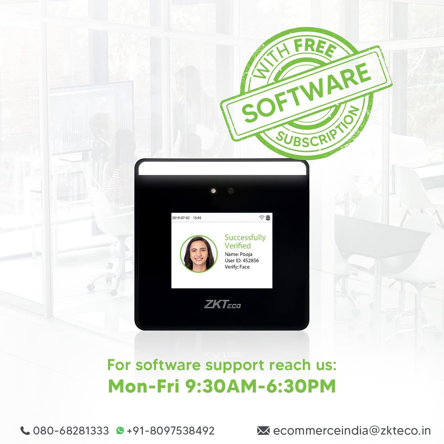 ZKTeco MiniTA Touchless Face Recognition Attendance & Access Control Terminal | WiFi, Mobile App, Free Web-Based Software | Ideal for Office