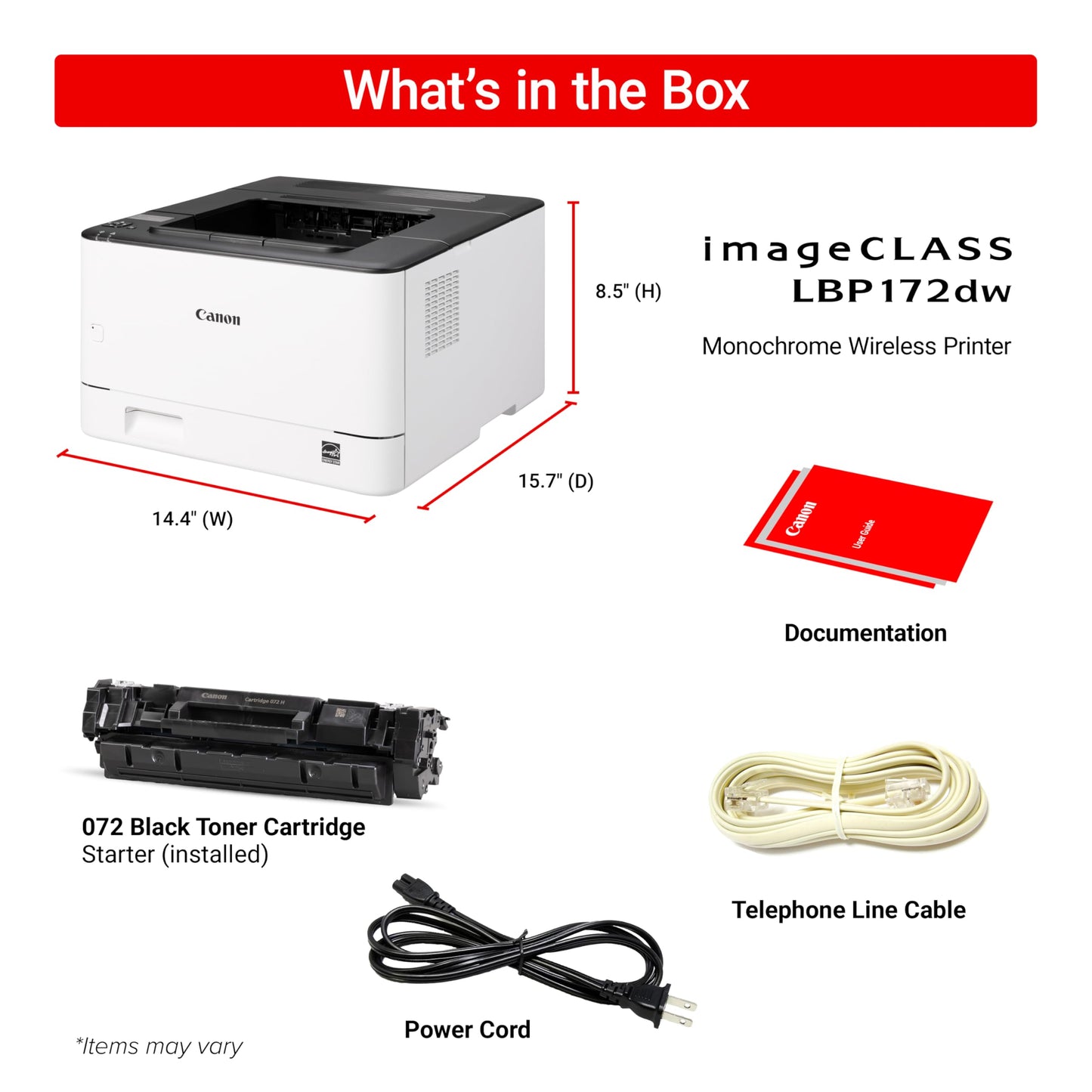 Canon imageCLASS LBP172dw – Monochrome Duplex, Wireless Laser Printer