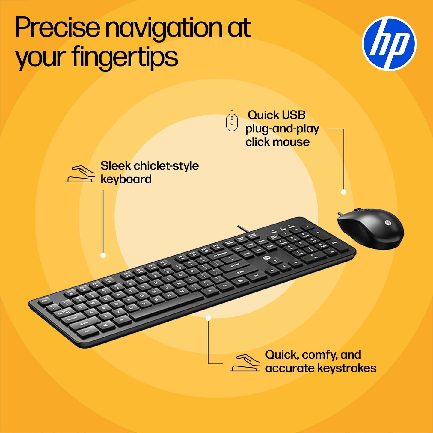HP KM190 Wired Mouse and Keyboard Combo (AB3D3AA)