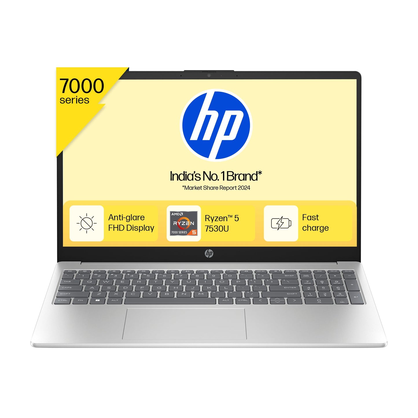 HP 15, AMD Ryzen 5 7530U Laptop (16GB DDR4,512GB SSD) Anti-Glare, Micro-Edge,15.6''/39.6cm, FHD, Win11, M365 Basic(1yr),Office Home24, Silver,1.59kg, Radeon Graphics, FHD Camera w/Shutter, fc0389AU