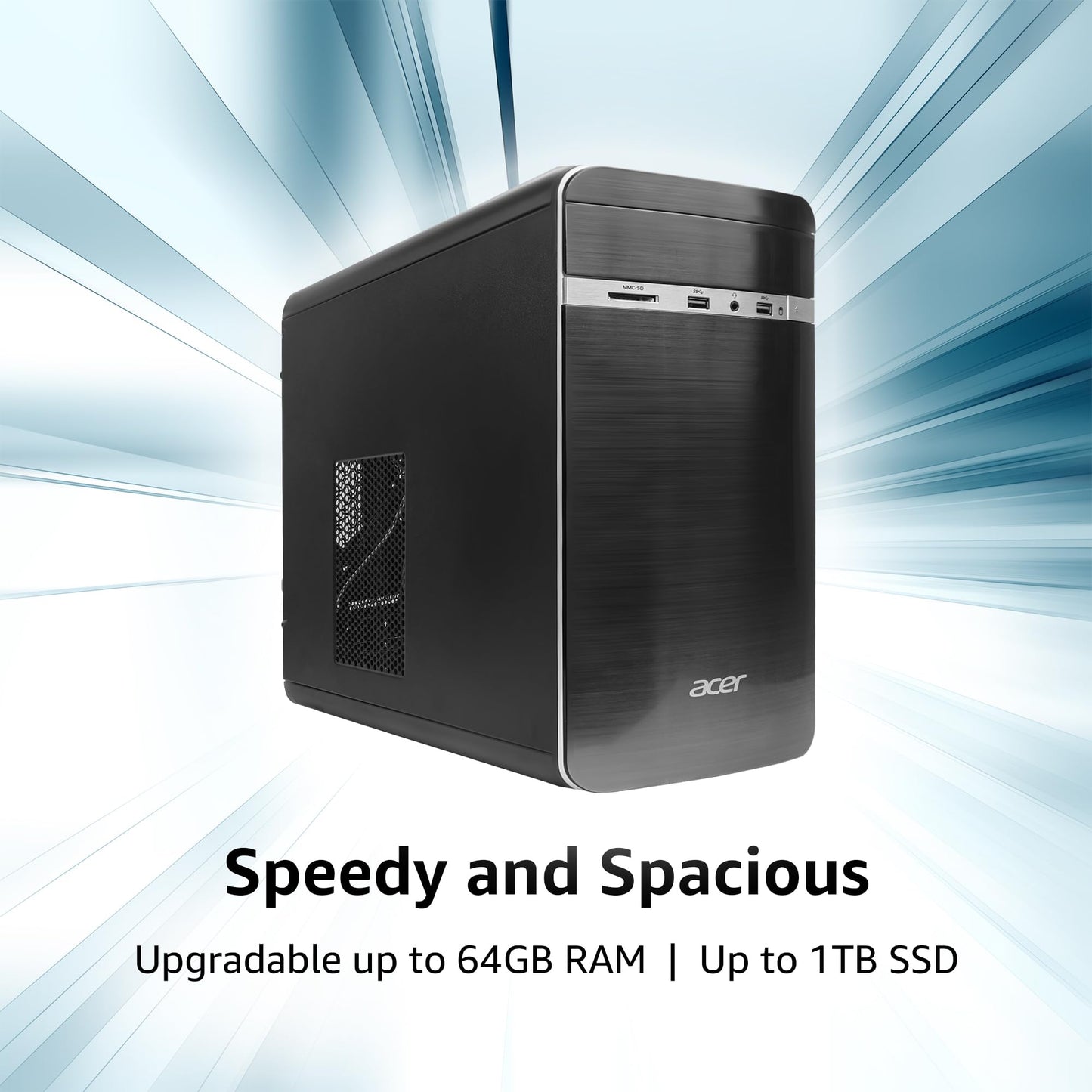 Acer Aspire 12th Gen Intel Core i3-12100 Processor Desktop (Windows 11 Home/8 GB RAM/512 GB SATA SSD/MS Office) with Standard Wired Keyboard and Wired Mouse, 3 Years Warranty