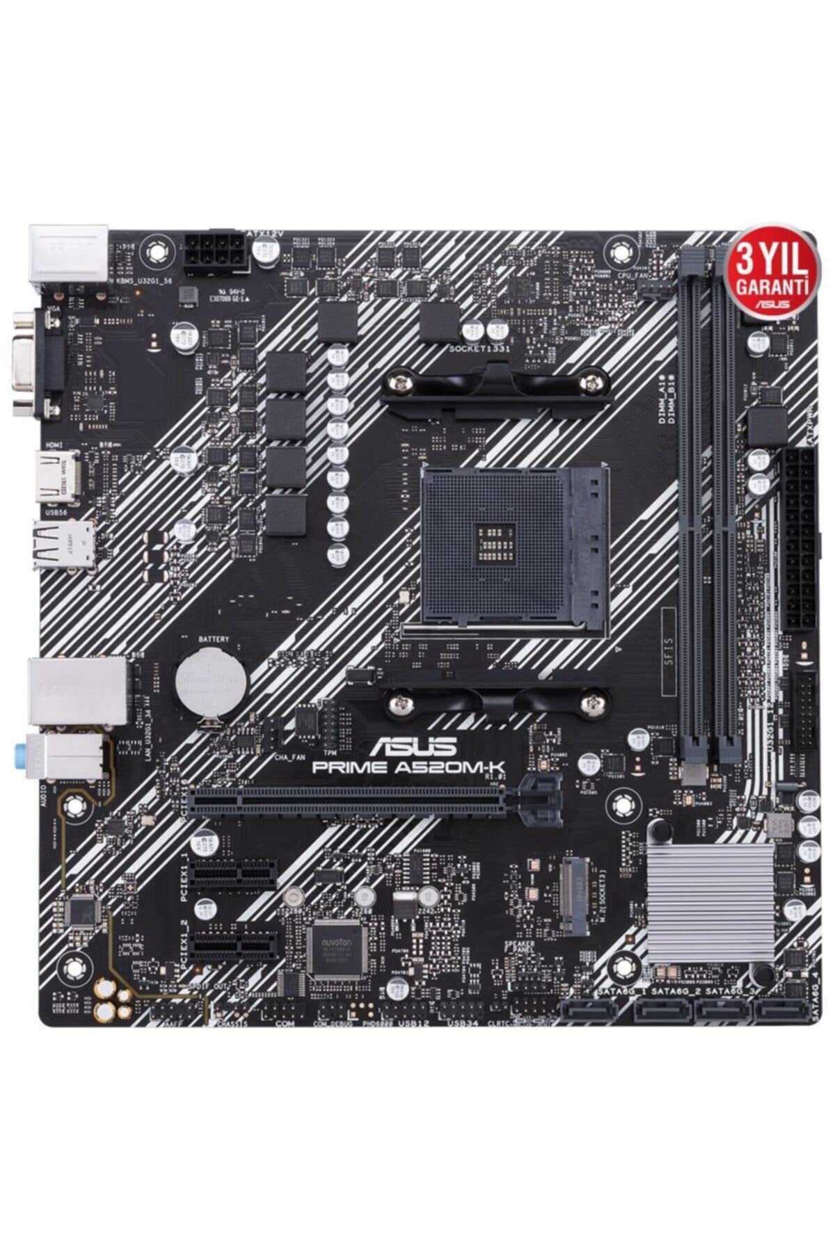 ASUS Prime A520M-K (AMD AM4 DDR4 Socket for AMD Ryzen 5000/5000 G/ 4000 G/ 3000) Micro ATX Motherboard with M.2 Support 1Gb Ethernet HDMI/D-Sub SATA 6Gbps and USB 3.2 Gen 1 Type-A