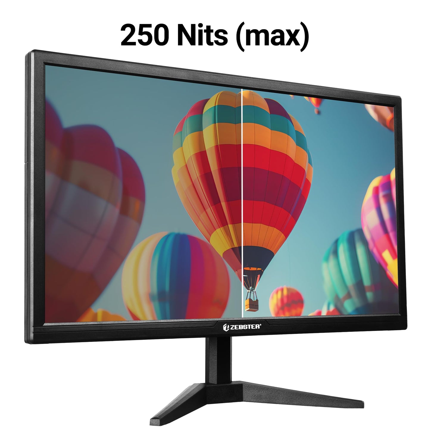 ZEBSTER GV120 20 Inch (50.8 cm) LED Monitor with Dual HDMI & VGA Input, HD+ 1600 x 900, 250nits Brightness, 16.7M Colors, 16:9 Aspect Ratio, Wall Mountable