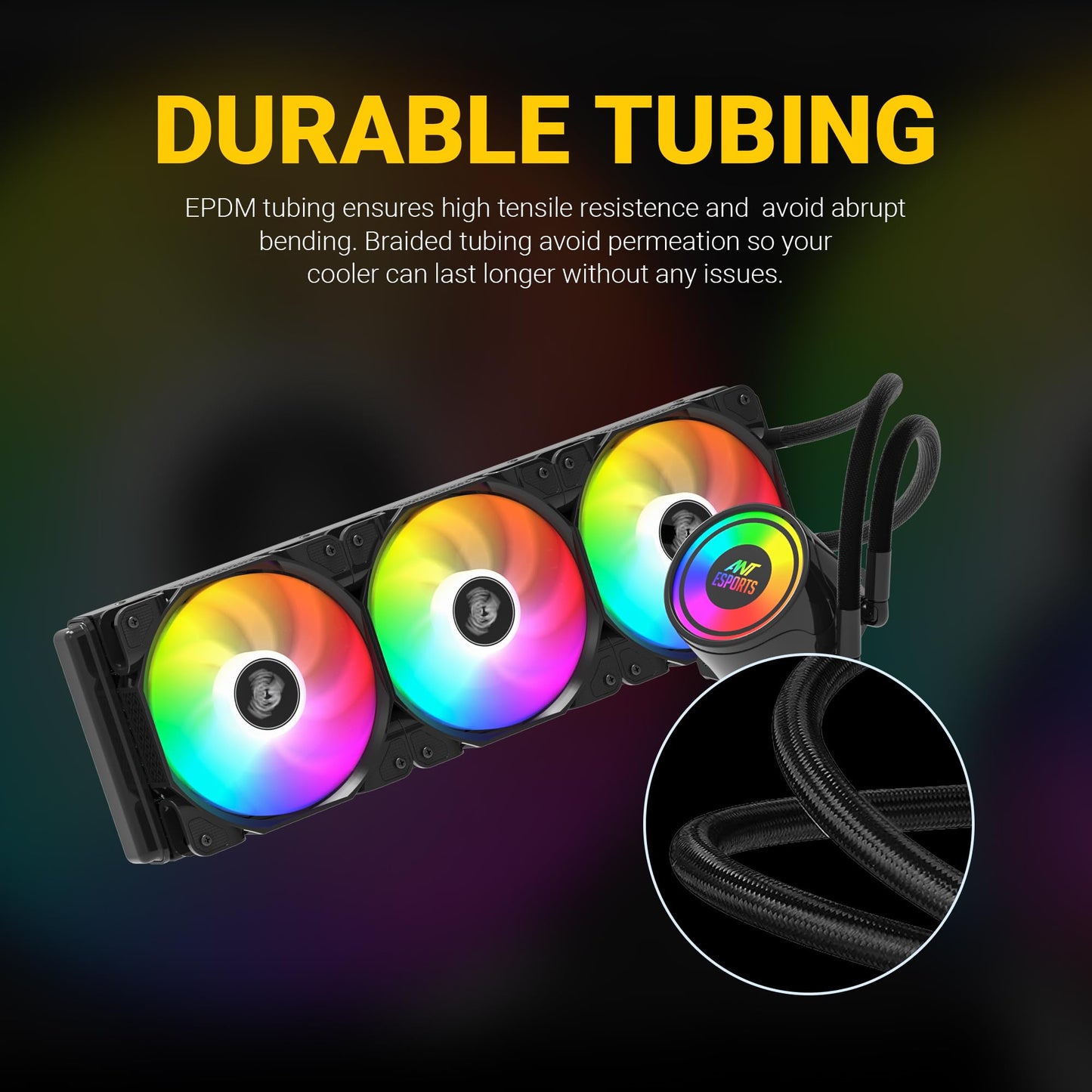 Ant Esports ICE-360 360mm Addressable RGB 2600RPM AIO I CPU Liquid Cooler - Black I Support Intel - LGA115X/1200/1700/1366/2011/2066 , AMD - FM1/FM2/AM2//AM2+/AM3/AM3+/AM4/AM5