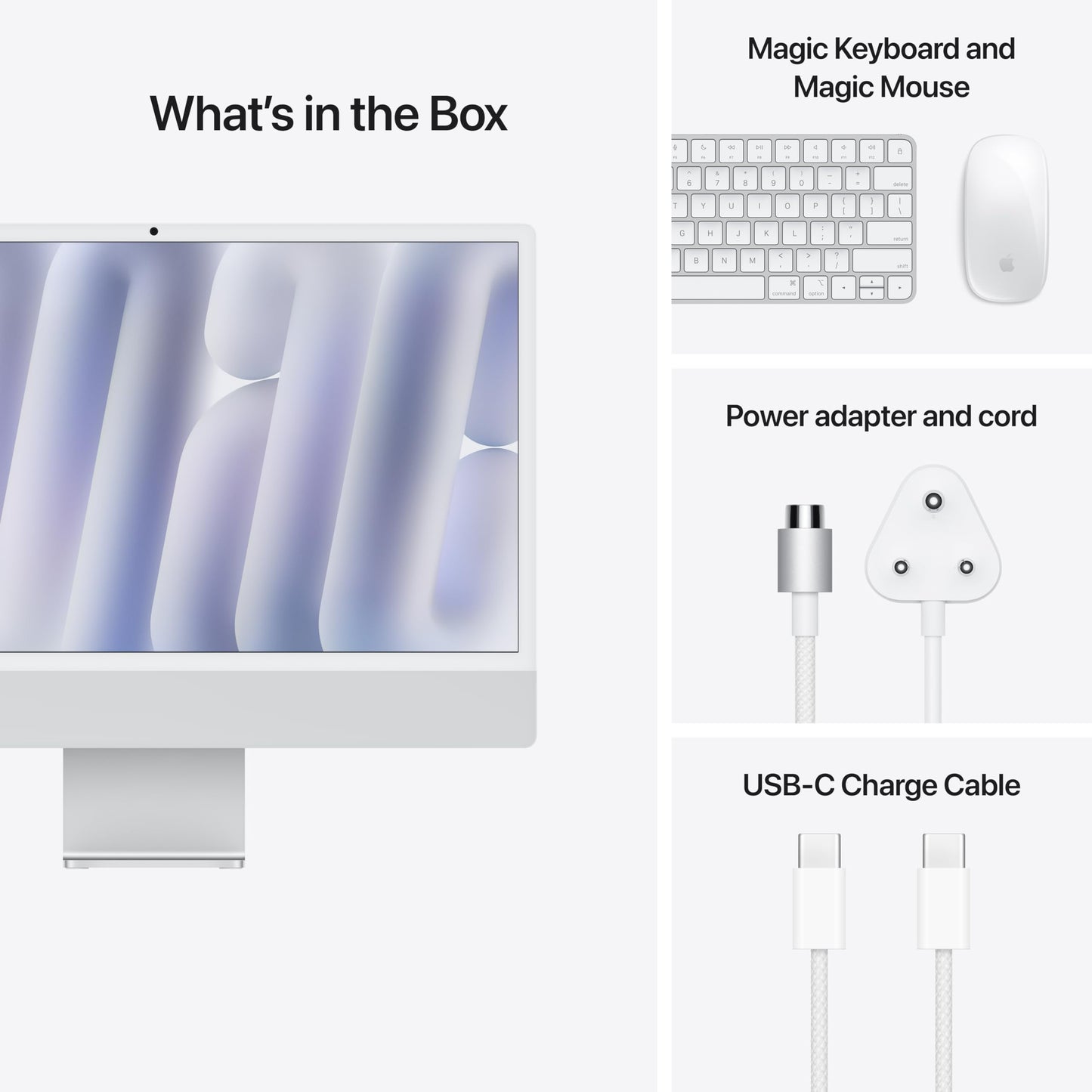 Apple 2024 iMac All-in-One Desktop Computer with M4 chip with 8-core CPU and 8-core GPU: Built for Apple Intelligence, 60.96 cm (24″) Retina Display, 16GB Unified Memory, 256GB SSD Storage; Silver