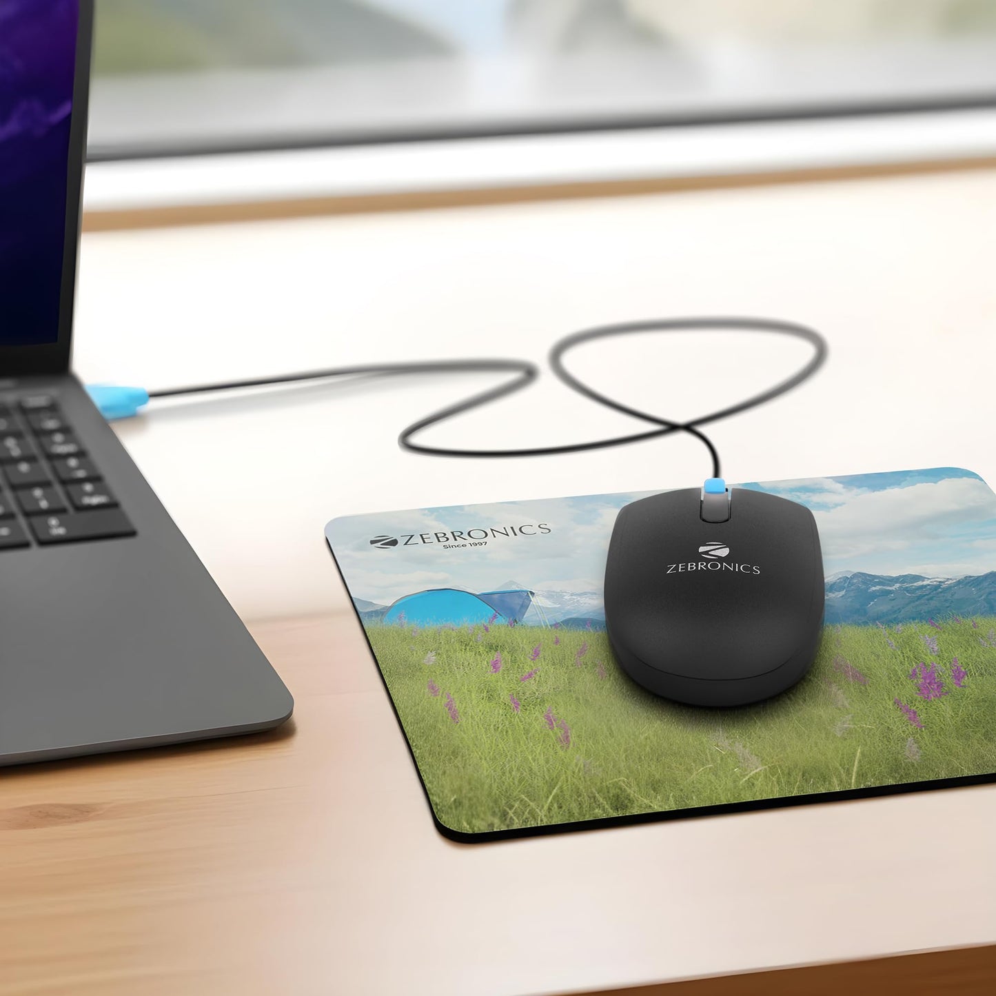 ZEBRONICS Juggle Wired Optical Mouse with 3 Buttons, High Precision, 1200 DPI, Works on Most Surfaces, USB Interface, 1m Cable Length