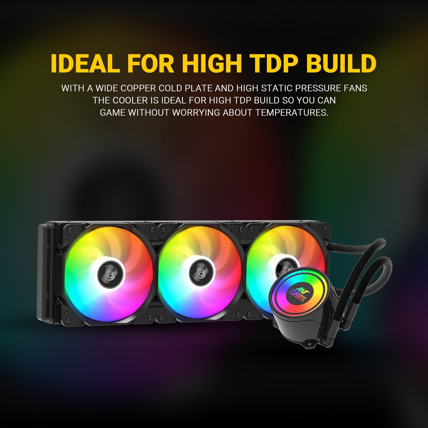 Ant Esports ICE-360 360mm Addressable RGB 2600RPM AIO I CPU Liquid Cooler - Black I Support Intel - LGA115X/1200/1700/1366/2011/2066 , AMD - FM1/FM2/AM2//AM2+/AM3/AM3+/AM4/AM5