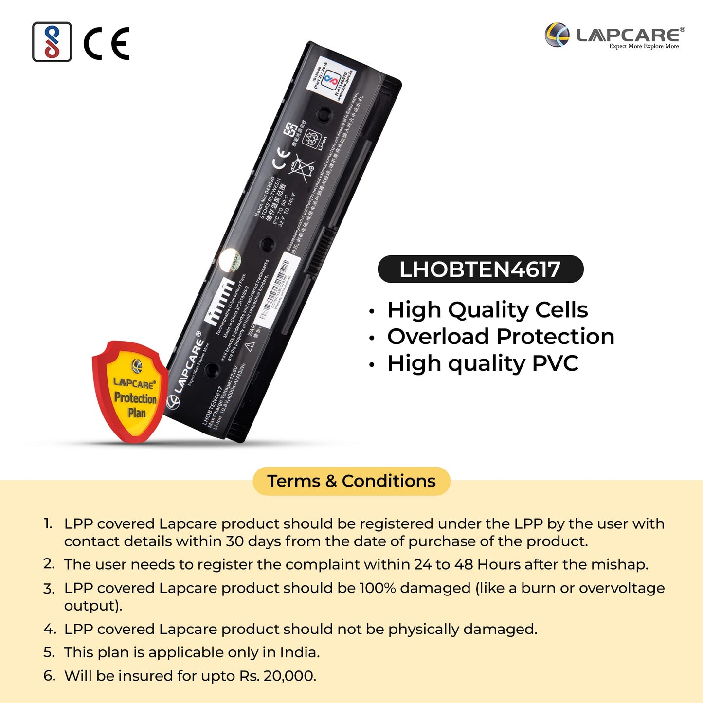 Lapcare PI06 Notebook Battery for HP Envy 17-J, Envy 15-J, Envy 15-Q, Pavilion 14-E, 15-E, 17-E Series PN: 710417-001 HSTNN-LB4O