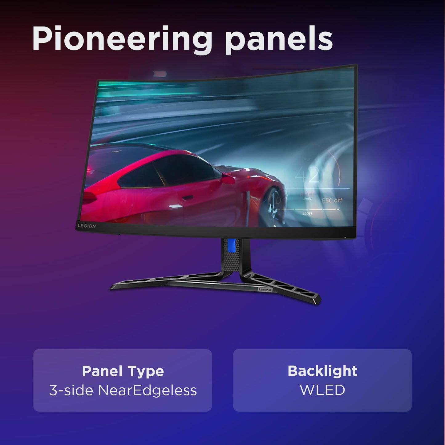 Lenovo Legion-R27qc-30 | 27" (68.5cm) QHD 180Hz Curved Gaming Monitor | 0.5ms, AMD FreeSync, 99%sRGB, 3Wx2Speaker, 2xHDMI 2.1 TMDS, 1xDP 1.4 (HBR3)|Tilt, Swivel, Pivot, Height Adjust|Black| 67C6GAC2IN