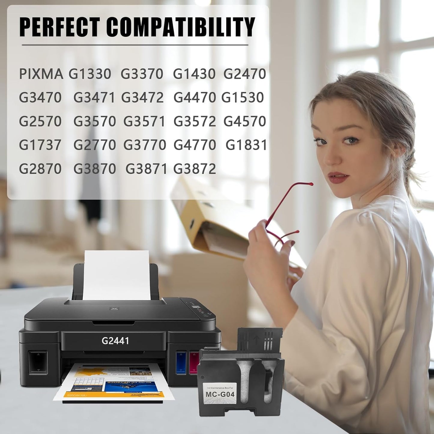 KOSH MC-G04 Maintenance Box Waste Ink Collection Tank Compatible with Canon PIXMA G1330 G3370 G1430 G2470 G3470 G3471 G3472 G4470 Printer