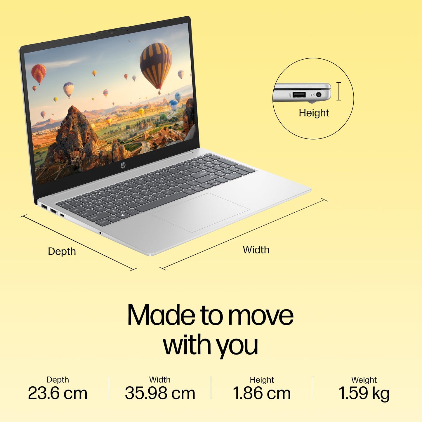 HP 15, AMD Ryzen 5 7530U Laptop (16GB DDR4,512GB SSD) Anti-Glare, Micro-Edge,15.6''/39.6cm, FHD, Win11, M365 Basic(1yr),Office Home24, Silver,1.59kg, Radeon Graphics, FHD Camera w/Shutter, fc0389AU