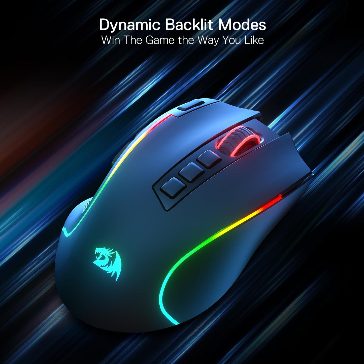 Redragon M612 PRO RGB Gaming Mouse, 8000 DPI Wired/Wireless Optical Gamer Mouse with 9 Programmable Buttons & 7 Backlit Modes, BT & 2.4G Wireless, Software Supports DIY Keybinds Rapid Fire Button