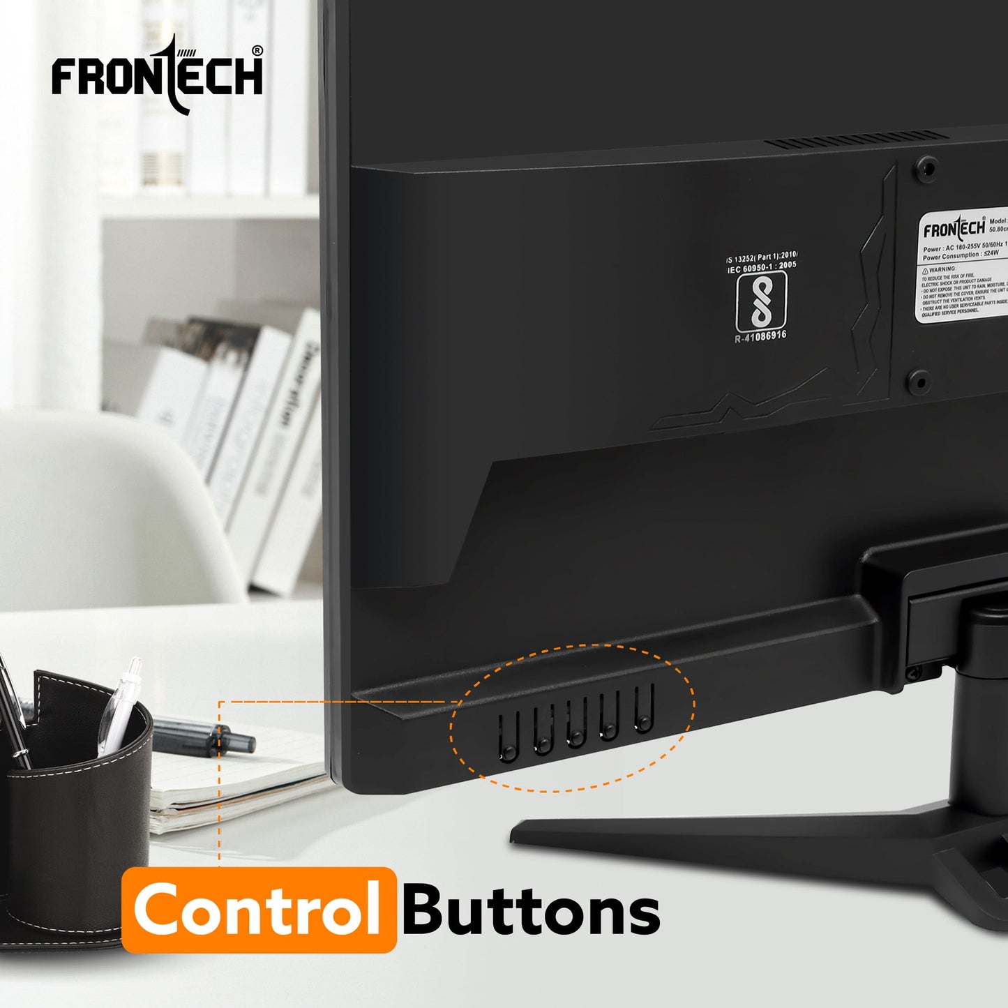 FRONTECH 20 Inch HD LED Monitor | Refresh Rate 60 Hz, 1600 x 900 Pixels | Wall Mountable Slim & Stylish Design with 16.7M Colors | HDMI & VGA Ports, Built-in Power Supply (MON-0054,Black)