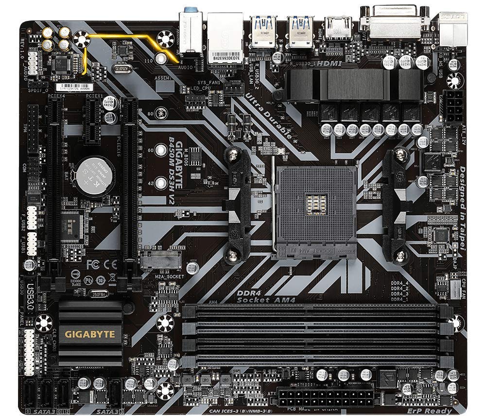 GIGABYTE B450M DS3H V3 (AMD Ryzen AM4/Micro ATX/M.2/HMDI/DVI/USB 3.1/DDR4/Motherboard)