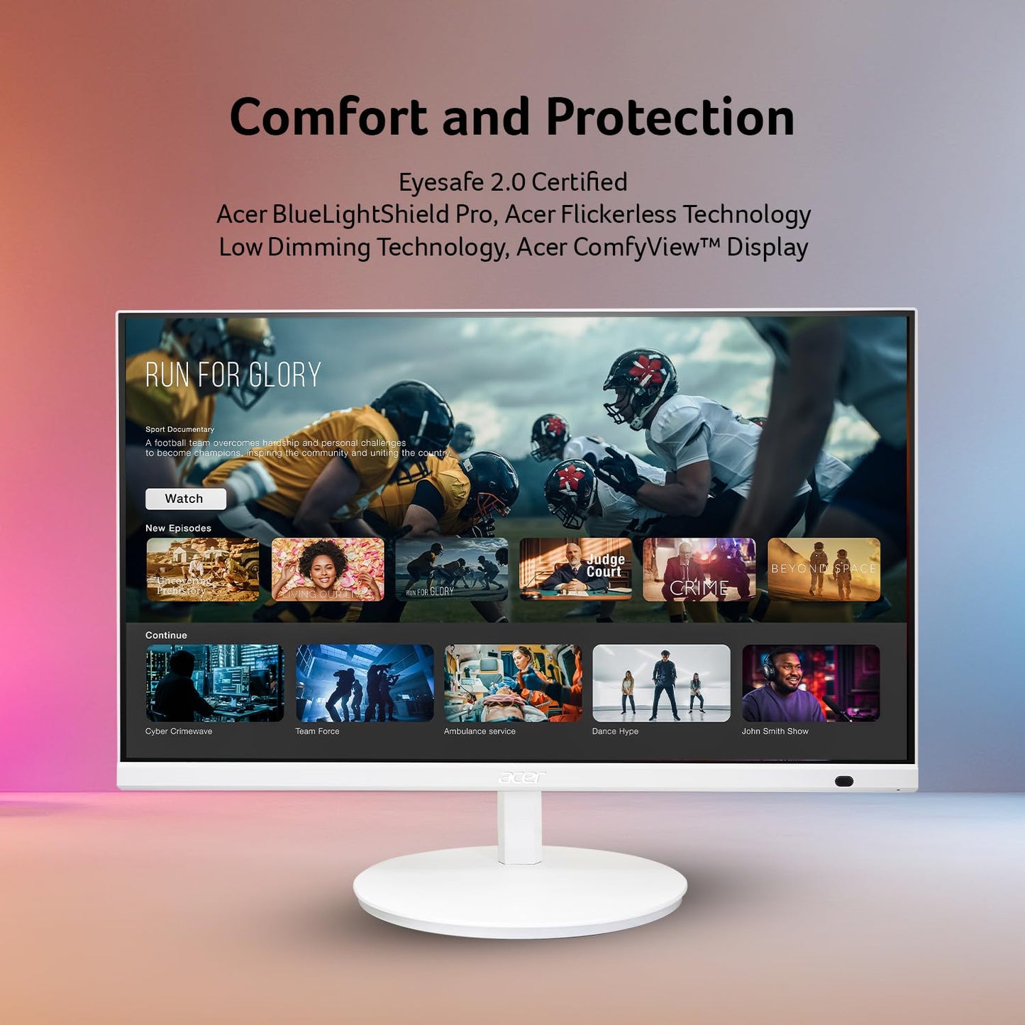 Acer RS242Y W 23.8 Inch Smart Full HD IPS Backit LED Monitor with WebOS I iOT Device I Airplay, Miracast, Wireless Mirroring, Bluetooth Support I HDR10 I Ergo Stand I Remote Control I Stereo Speakers