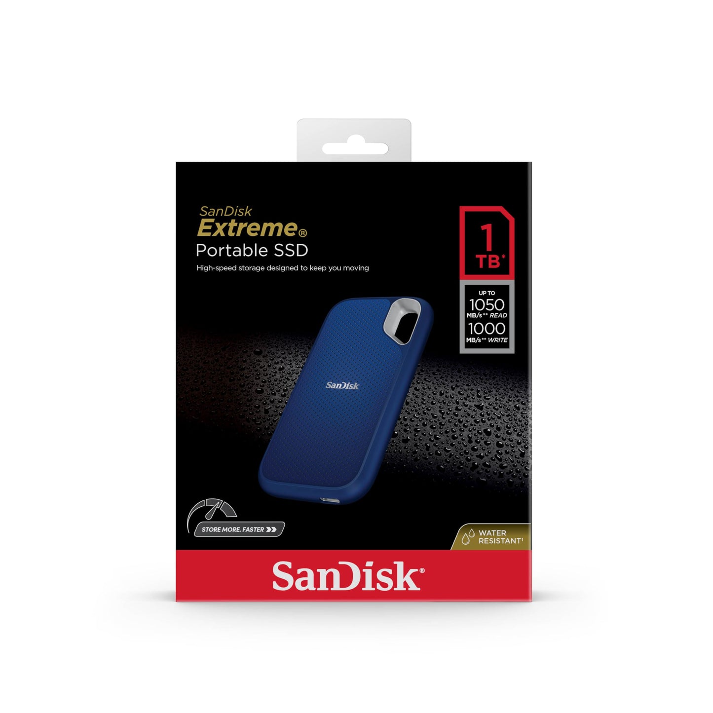 SanDisk Extreme Portable SSD, 1TB, Royal Blue, Upto 1050MB/s R & 1000MB/s W, IP65, 3Meter Drop Resistance, HW Protection, 5 Y Warranty