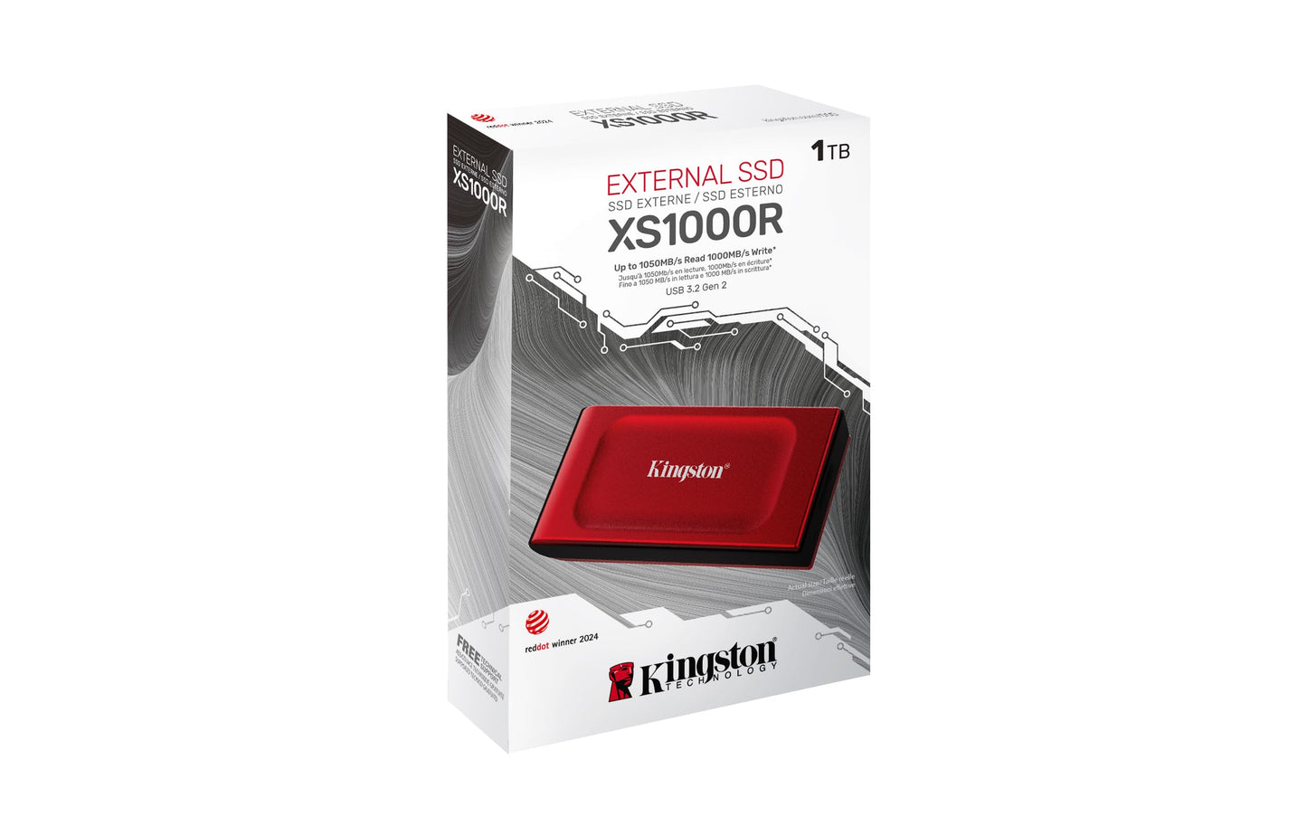 Kingston XS1000 1TB Portable SSD Red | Pocket-Sized | USB 3.2 Gen 2 | External Solid State Drive | Up to 1050MB/s | SXS1000R/1000G