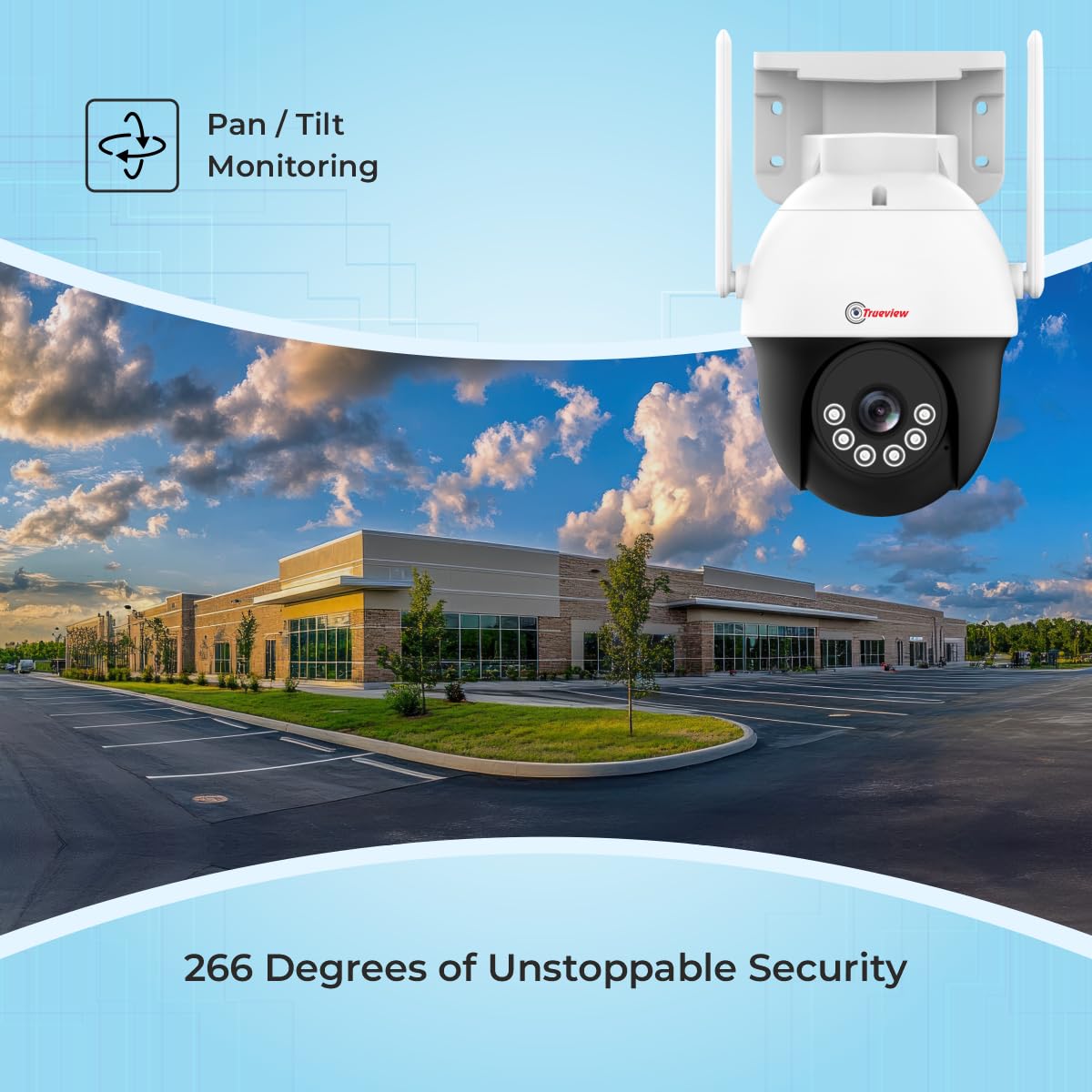 Trueview 3Mp HD 4G SIM Based Pan Tilt CCTV Camera, Outdoor Indoor Security Camera, Water Proof, 2 Way Talk, Cloud Storage, Motion Detect, Supports SD Card Up to 256 GB, Color Night Vision, Alexa