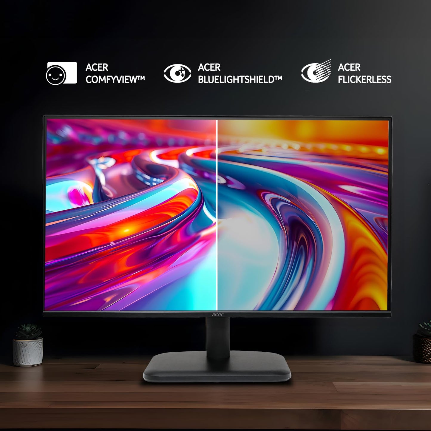 Acer EK240Y G0 23.8 Inch IPS Full HD 1920x1080 Backlit LED LCD Monitor I 1 MS VRB, 120Hz Refresh I 250 Nits I Zero Frame I HDMI & VGA Ports with HDMI Cable I Adaptive Sync I Eye Care Features (Black)