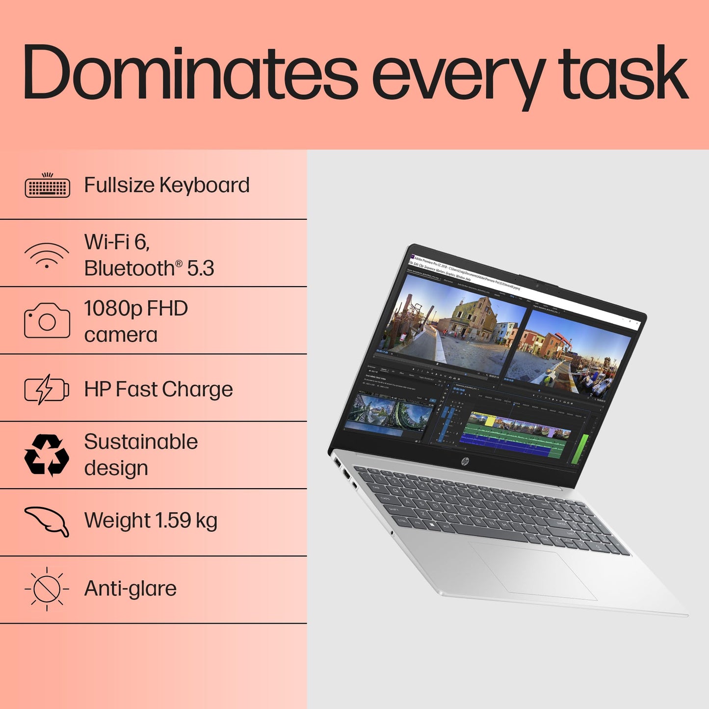 HP 15, 13th Gen Intel Core i5-1334U Laptop,(8GB DDR4, 512GB SSD),Antiglare,15.6''(39.6cm), FHD, Win 11, M365 Basic(1yr), Office Home 24,Silver, 1.59kg, Iris Xe, FHD Camera w/Privacy Shutter, fd0466tu