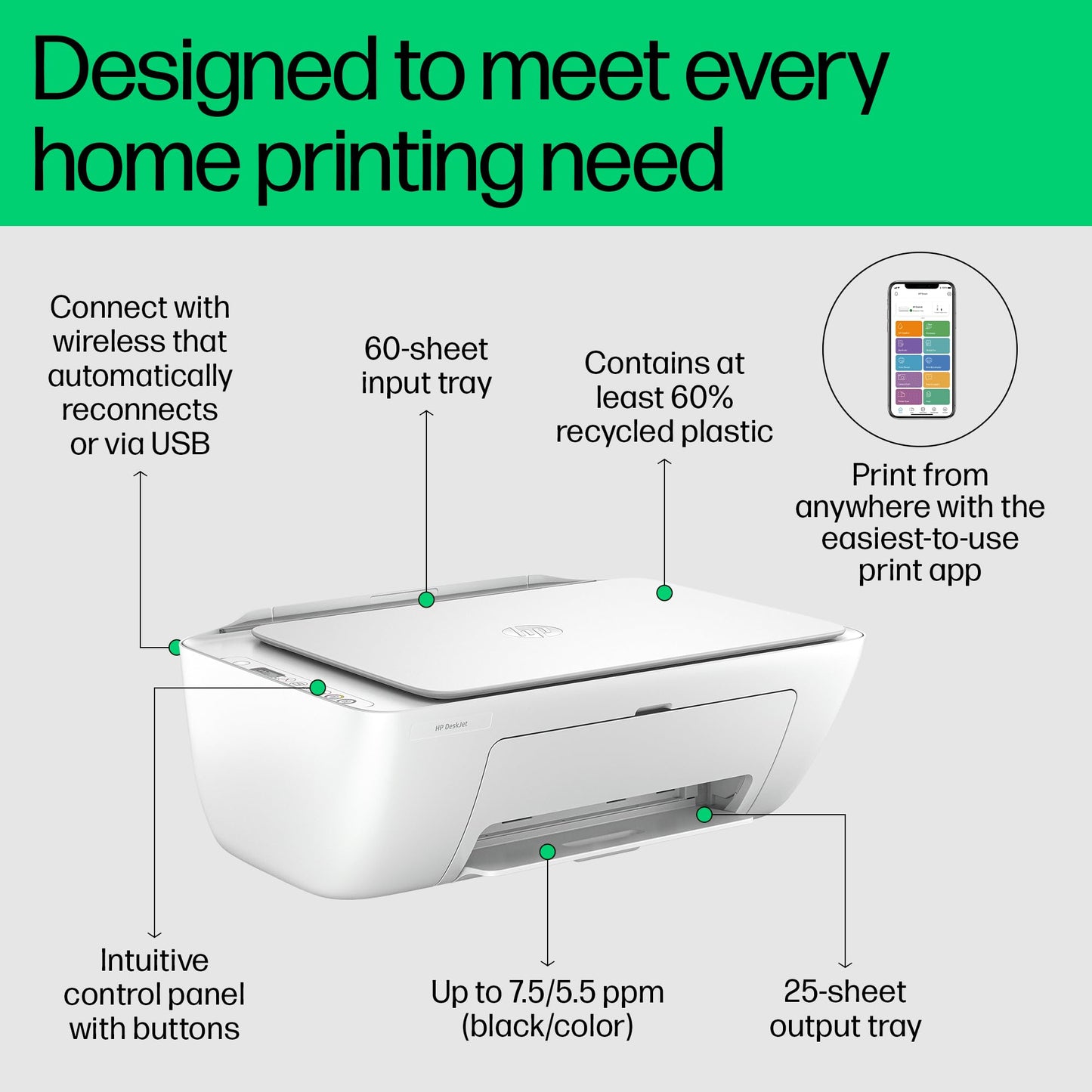 HP Deskjet 2820 WiFi Colour Printer - Print/Scan/Copy Ideal for Home