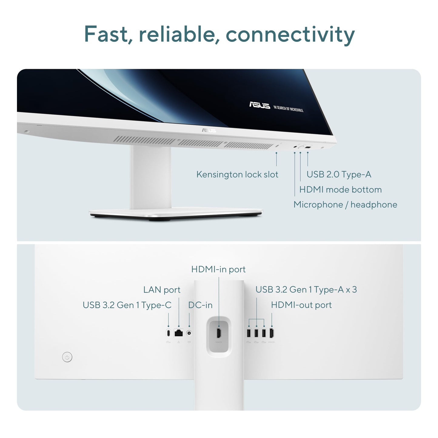 ASUS AiO V470,13th Gen Intel Core i3-1315U, 27" FHD,100Hz,All-in-One PC(8GB RAM/512GB SSD/Windows 11/Office 24/Retractable Camera/Wireless Keyboard & Mouse/M365 Basic (1Year)*) V470VAB-KWPE001WS