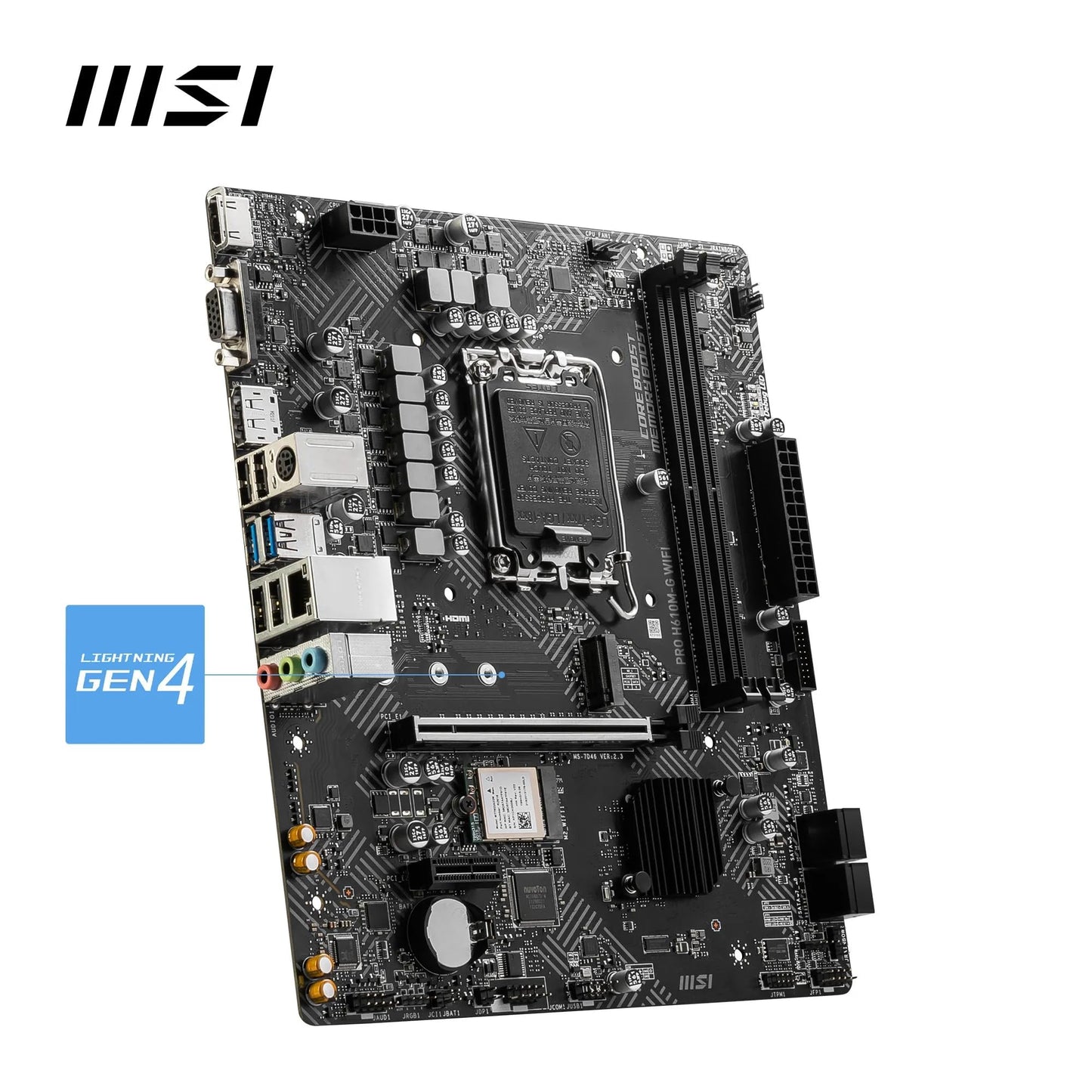 MSI PRO H610M-G WiFi Motherboard – Micro-ATX, Supports 12th/13th/14th Gen Intel Core Processors, LGA 1700 Socket, DDR5 Memory Boost 5600MHz/MAX, PCIe 4, 1G LAN, M.2 Slots, USB 3.2, Wi-Fi 6E