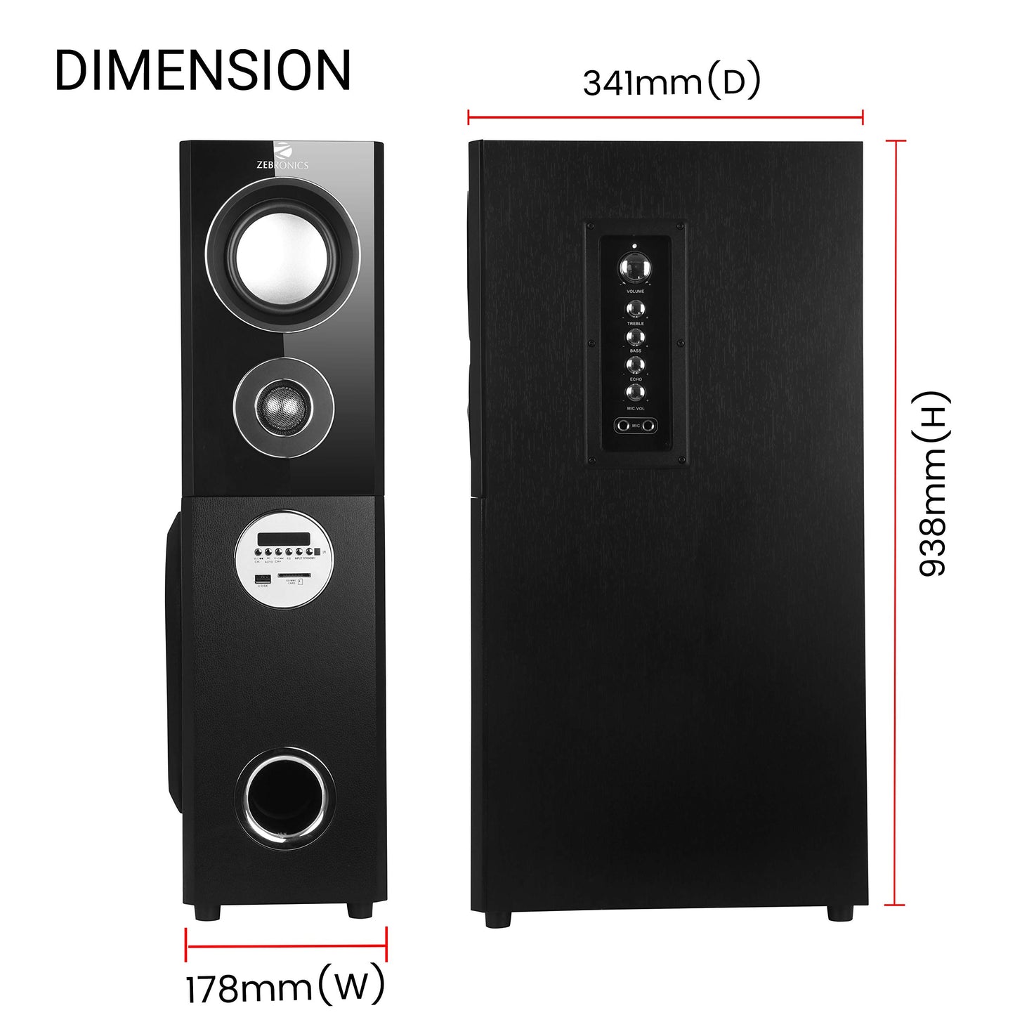 ZEBRONICS BT7500RUCF 60 Watt Wireless Bluetooth Tower Speaker